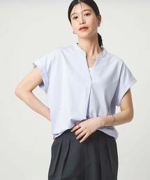 ＜at ease＞開襟領上衣 涼感 抗UV 遮熱