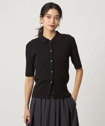 ＜1_OF MINE＞翻領羅紋5分袖針織