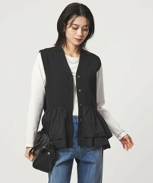 褶邊拼接蛋糕下擺針織背心