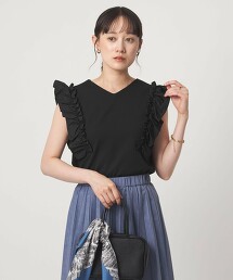 荷葉邊拼接無袖針織