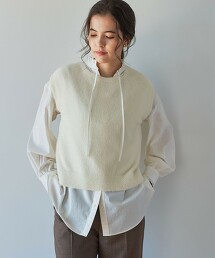 柔軟羽毛2WAY法式袖針織