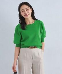 蓬袖方領針織衫