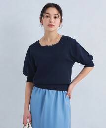 蓬袖方領針織衫
