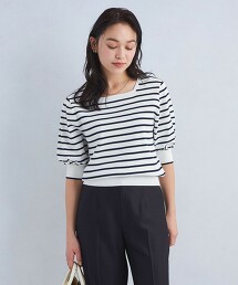 蓬袖方領針織衫