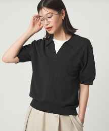 ＜at ease＞翻領開襟針織衫 涼感 抗UV 遮熱