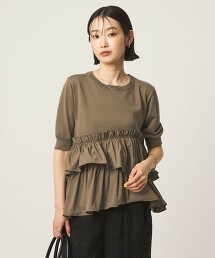 蛋糕拼接5分袖針織上衣