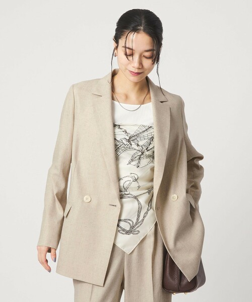 仿亞麻2釦西裝外套