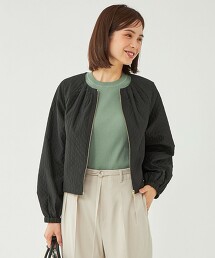绗縫 緹花 七分 夾克