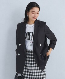 仿亞麻雙排釦西裝外套
