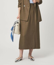 仿亞麻開衩窄裙