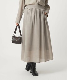 混羊毛巴厘紗抓皺長裙