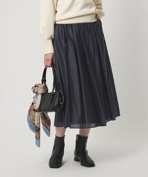 更紗透膚抓皺長裙