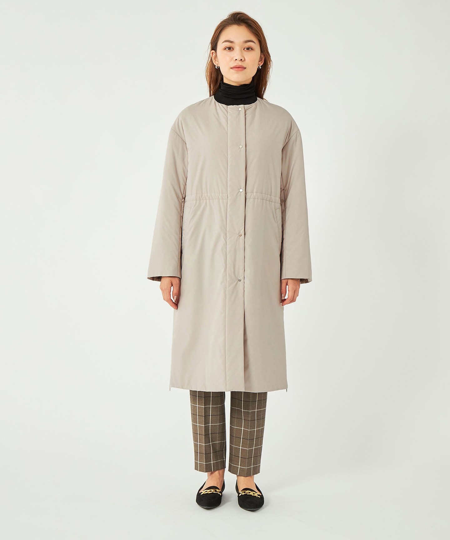 THINDOWN 抽繩無領大衣｜green label relaxing WOMENS｜UNITED ARROWS