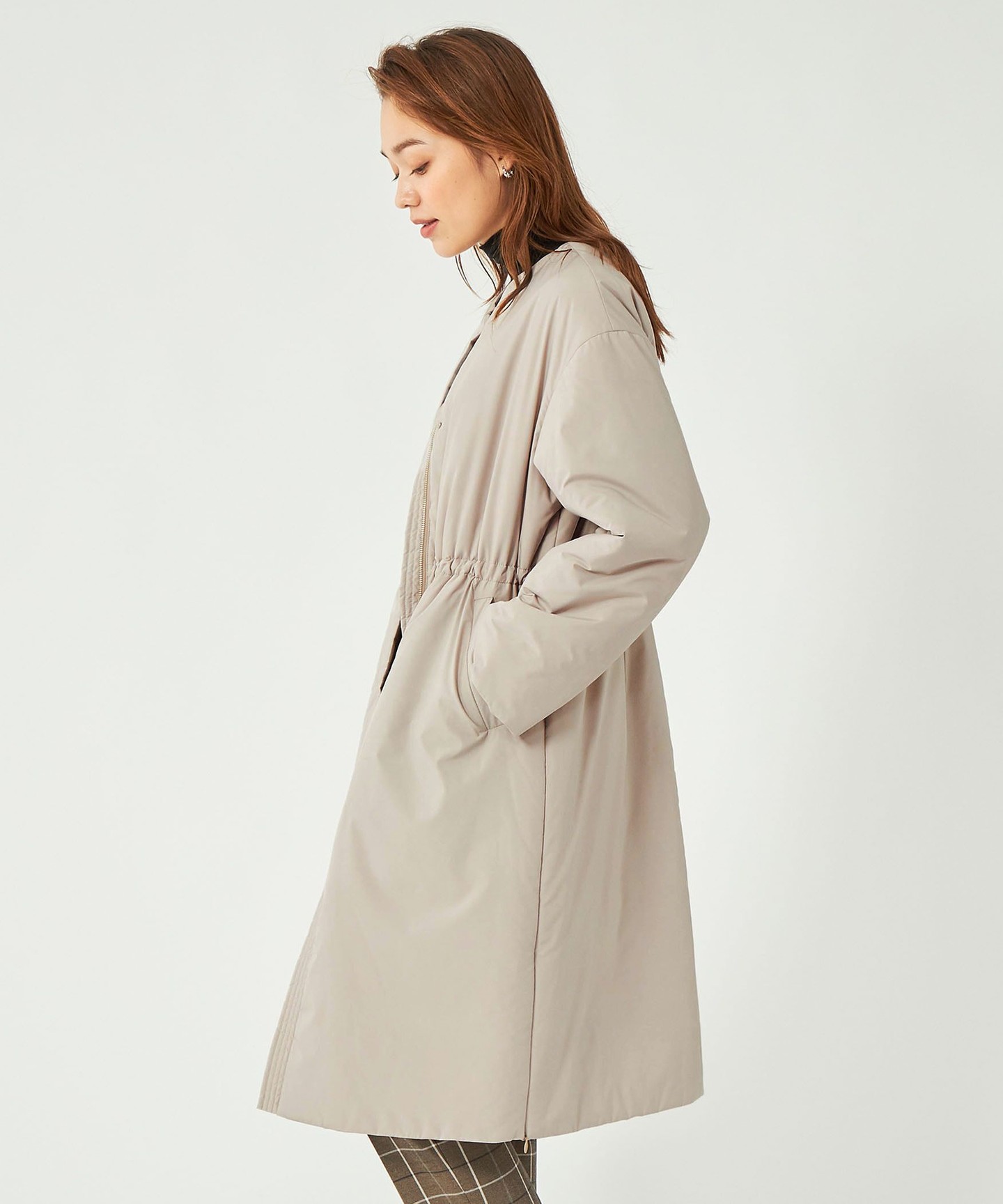 THINDOWN 抽繩無領大衣｜green label relaxing WOMENS｜UNITED ARROWS