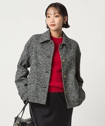 人字呢翻領短版大衣