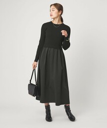 塔夫綢拼接洋裝  