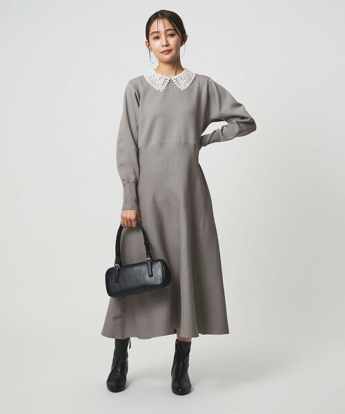 蕾絲領2WAY針織洋裝