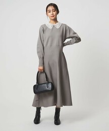 蕾絲領2WAY針織洋裝