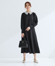 蕾絲領2WAY針織洋裝