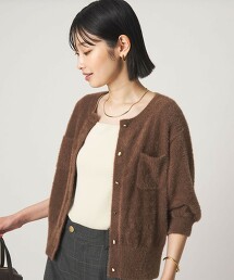 蓬鬆羽毛紗短袖針織外套