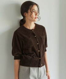 柔軟羽毛短袖針織外套 