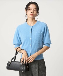 柔軟羽毛短袖針織外套 