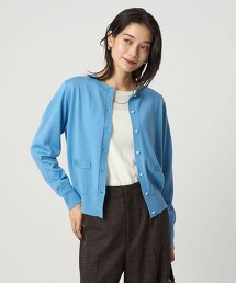 羊毛圓領開襟衫  