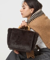 2WAY竹節手把仿皮草托特包