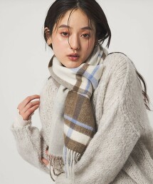 羊毛正反兩用格紋圍巾