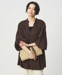 蓬鬆袖細褶罩衫