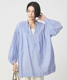 蓬鬆袖細褶罩衫