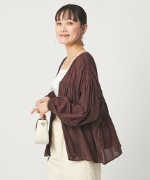 巴厘紗2WAY綁結抓皺罩衫