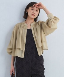 爆米花透膚短版襯衫