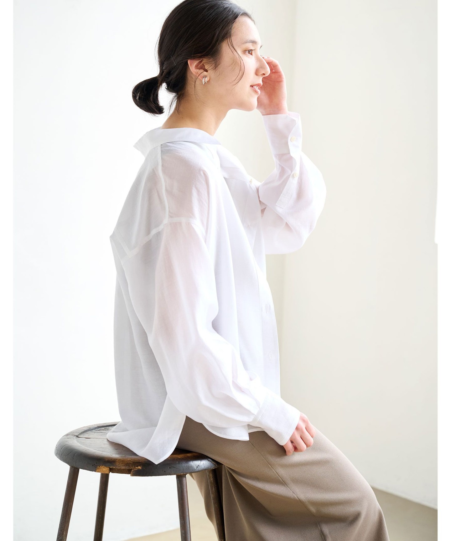 size SHORT］透膚寬版襯衫｜green label relaxing WOMENS｜UNITED 