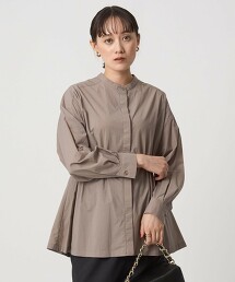 長袖收腰開襟襯衫