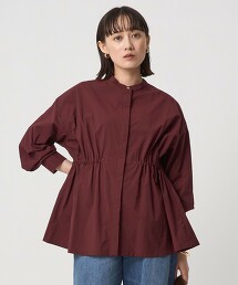 長袖收腰開襟襯衫