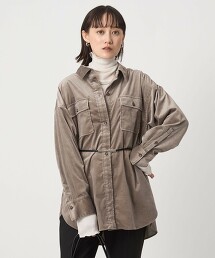 燈芯絨雙口袋襯衫