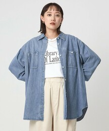 牛仔立領襯衫
