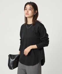 弧形下擺平滑長袖上衣