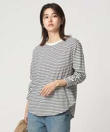 弧形下擺平滑長袖上衣