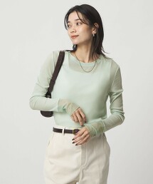 薄紗拼接透膚上衣