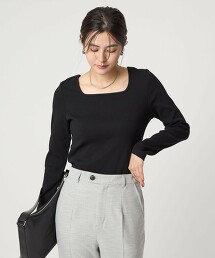 美鎖骨彈性針織長袖上衣