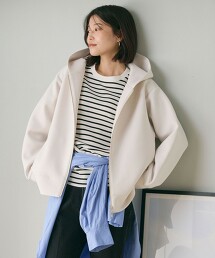 ＜at ease＞瓦楞拉鍊連帽上衣