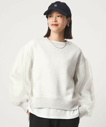 ＜at ease＞薄紗拼接衛衣