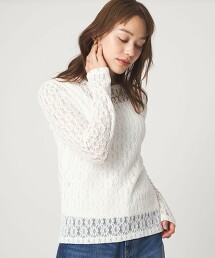 ＜at ease＞縮褶蕾絲上衣