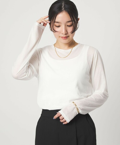 ＜at ease＞透膚天竺長袖上衣