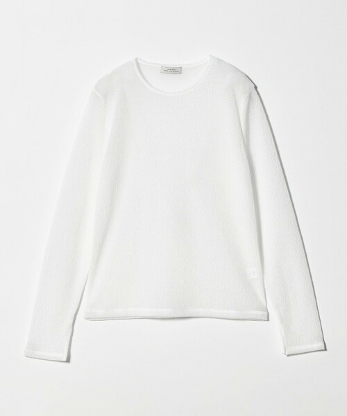 縮褶透膚長袖上衣 日本製