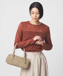 縮褶透膚長袖上衣 日本製