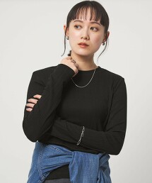 ＜at ease＞透膚羅紋上衣