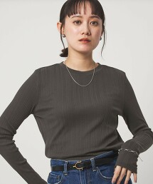 ＜at ease＞透膚羅紋上衣